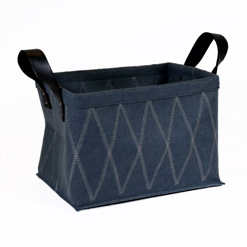 foto del prodotto borsa feltro grigio scuro decoro biancorombi c manici nero cm33x23h22,5