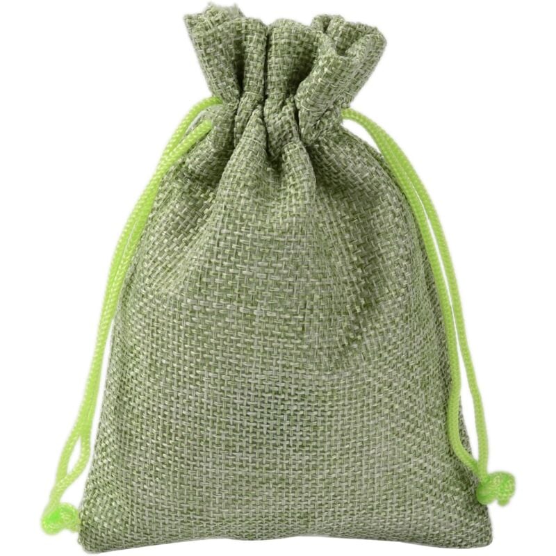 foto del prodotto borsa in lino con coulisse, organizer per sacchetti regalo 17x23 cm verde