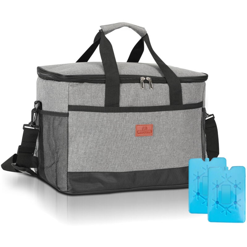 foto del prodotto borsa isotermica 33l borsa da picnic pieghevole, grande capacit , impermeabile, borsa da pranzo refrigerata ufficio scuola picnic viaggi grigio