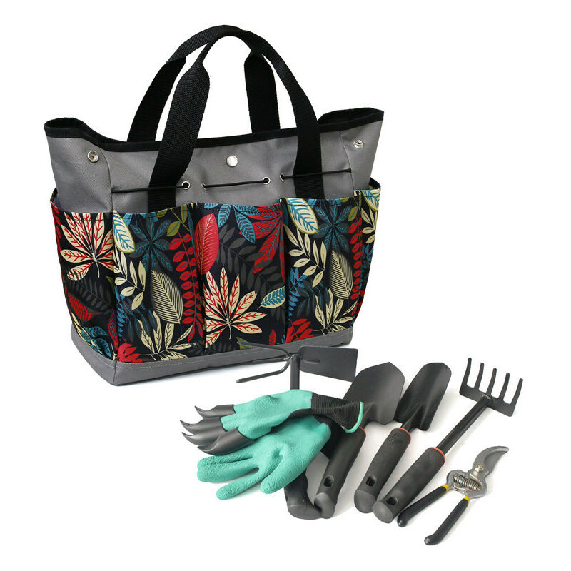 foto del prodotto borsa per attrezzi di grande capacit custodia per attrezzi da giardinaggio borsa portaoggetti per piantare fiori e colori fiore grigio set di
