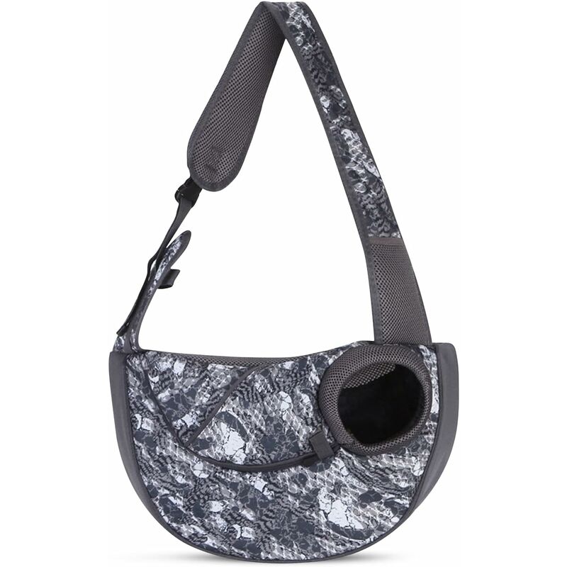 foto del prodotto borsa per cani, trasportino per animali traspirante, borsa per cani con tasca frontale, trasportino per animali regolabile, borsa in pelle con cintura di sicurezza specifica per cuccioli (modello piet