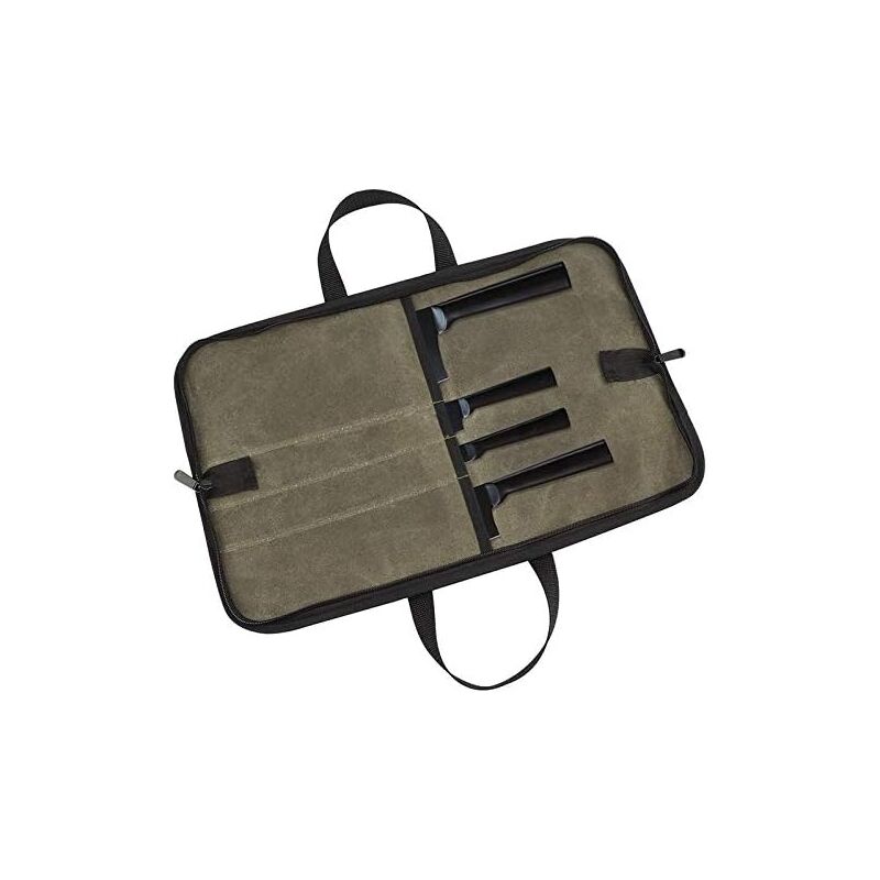 foto del prodotto borsa per coltelli 4 scomparti , custodia per coltelli da chef in tela cerata per uomini e donne, verde sollbry