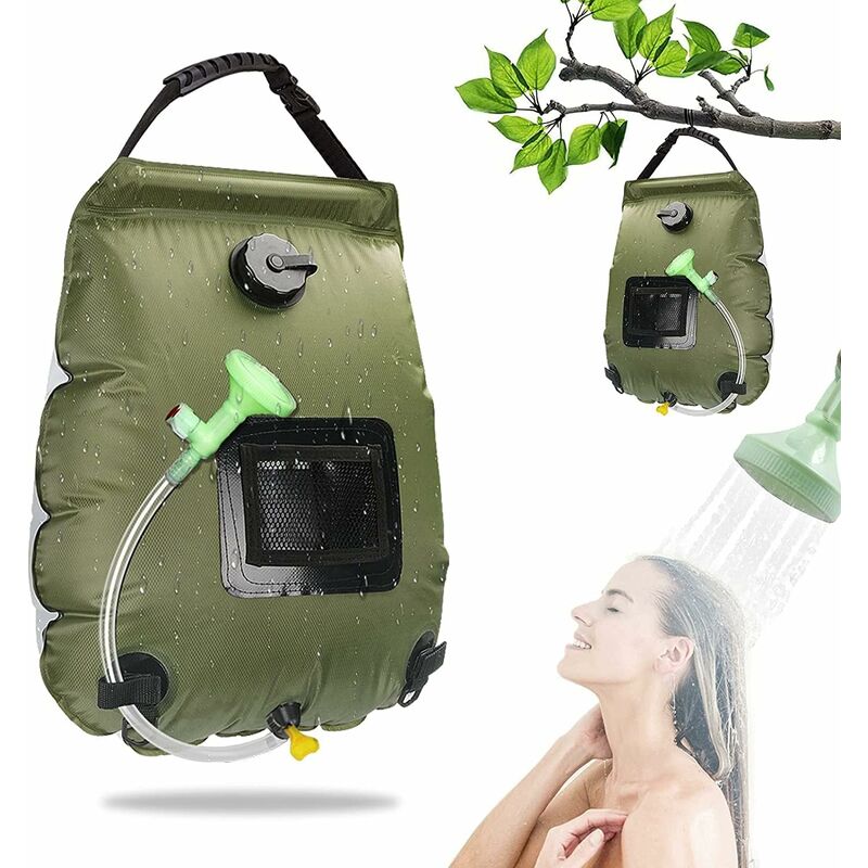foto del prodotto borsa per doccia solare da campeggio, borsa per doccia solare da 20 litri, portatile, doccia esterna pieghevole con soffione staccabile, doccia con
