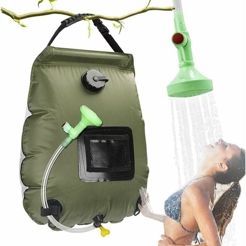 foto del prodotto borsa per doccia solare da campeggio, borsa per doccia solare portatile, borsa per acqua pieghevole da 20 litri con soffione doccia commutabile
