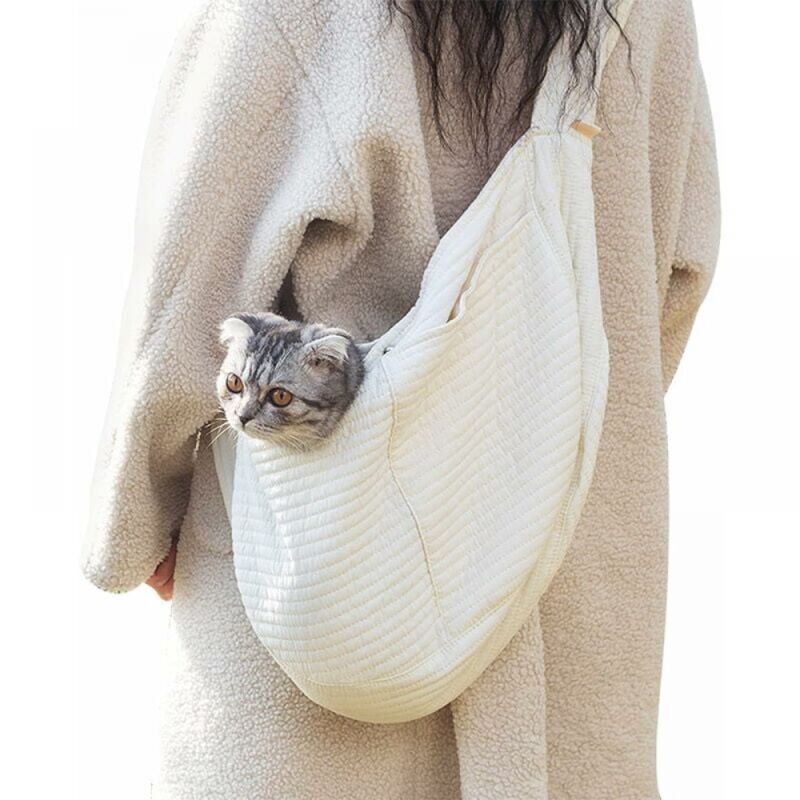 foto del prodotto borsa per il trasporto di cani e gatti, trasportino portatile per animali domestici a mani libere con tracolla larga e traspirante, adatto per cani e
