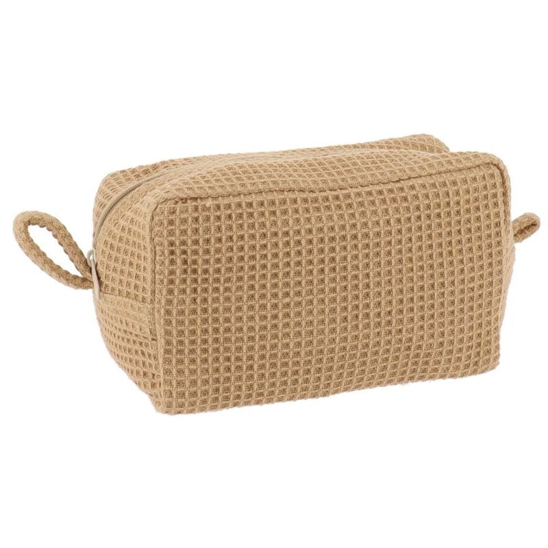 foto del prodotto borsa per il trucco in cotone a nido d ape caramello tendance