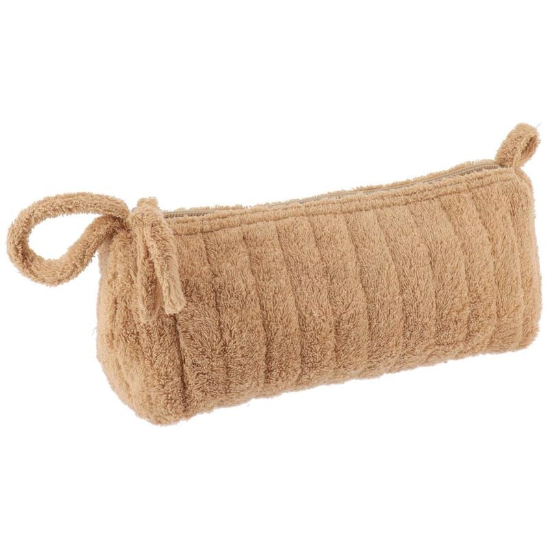foto del prodotto borsa per il trucco in cotone effetto velluto caramello tendance