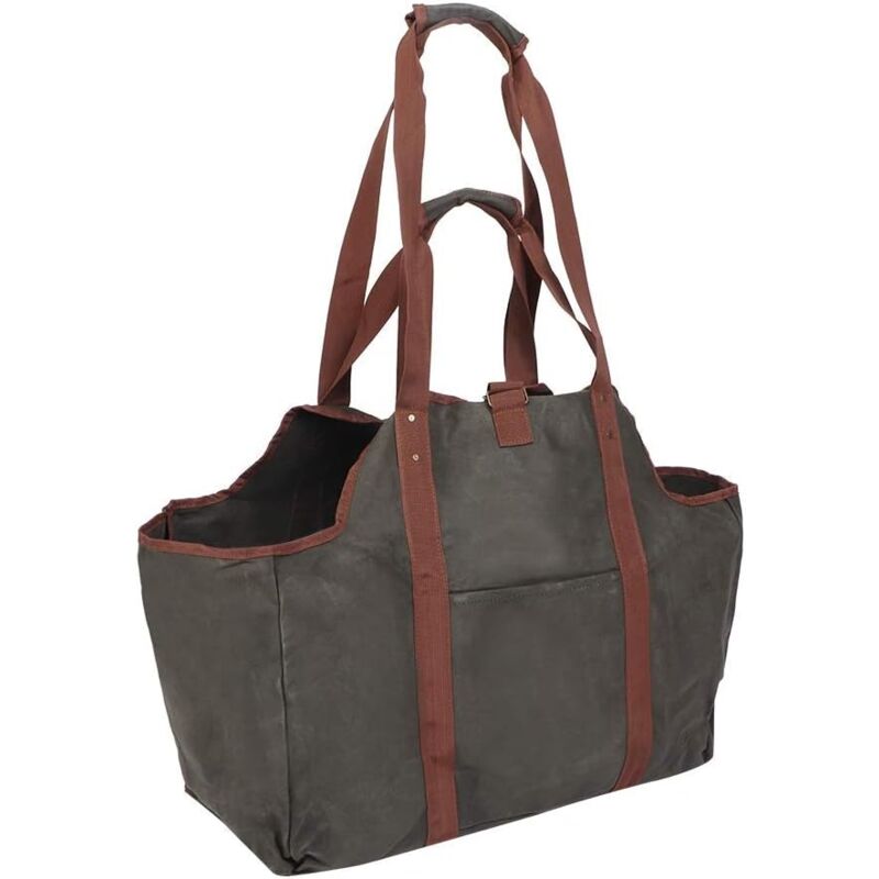 foto del prodotto borsa per legna da ardere in tela, grande capacit , impermeabile e resistente all usura, facile da trasportare, borsa in tela per legna da ardere