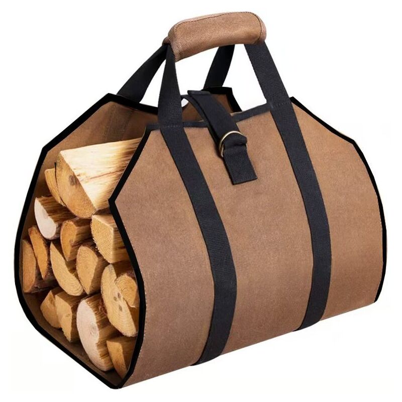 foto del prodotto borsa per legna da ardere in tela, per camino, porta legna da ardere impermeabile per esterni, con manici, cinghie antiscivolo, robusto porta legna