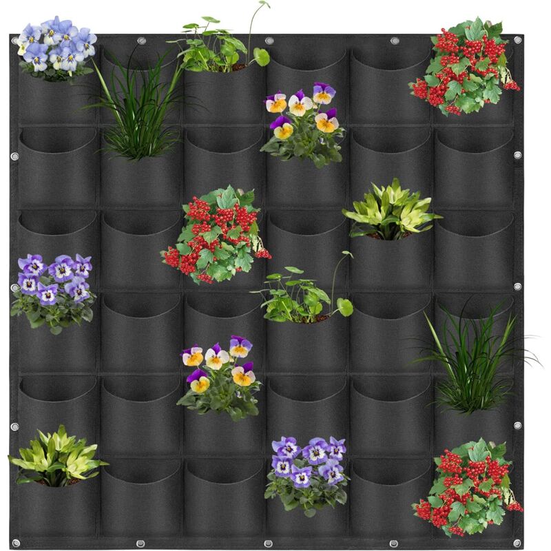 foto del prodotto borsa per piante montata a parete, 36 tasche verticali borse per piante sospese montate a parete per piante aromatiche da giardino per interni ed