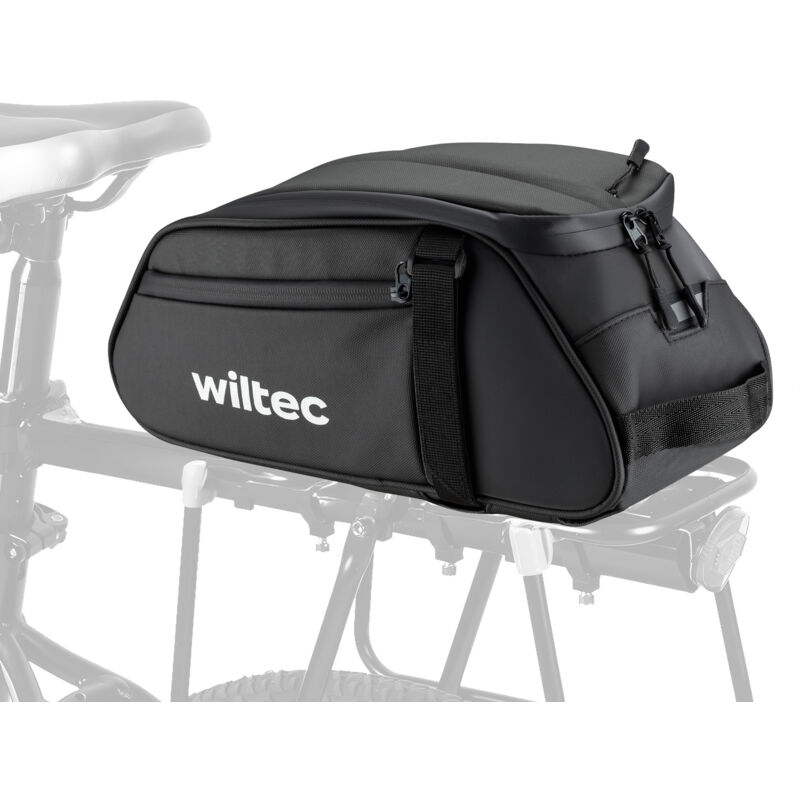 foto del prodotto borsa per portapacchi posteriore bici 8l, nera, impermeabile e multiuso, con scomparti ed elementi riflettenti, borsello da viaggio wiltec