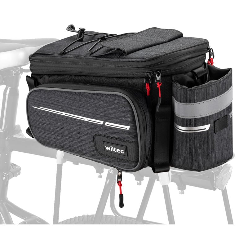 foto del prodotto borsa per portapacchi posteriore bici espandibile fino a 20 l grigia, impermeabile e multiuso, scomparto laptop ed elementi riflettenti wiltec