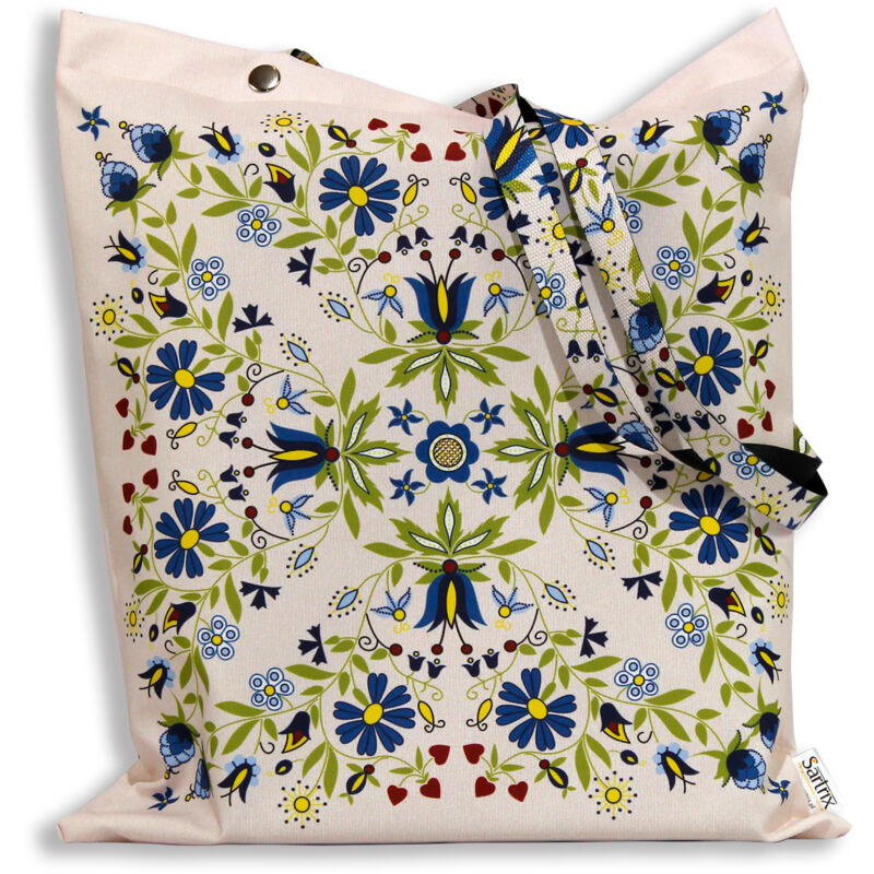 foto del prodotto borsa popolare kashubiana con girasoli, impregnata, beige