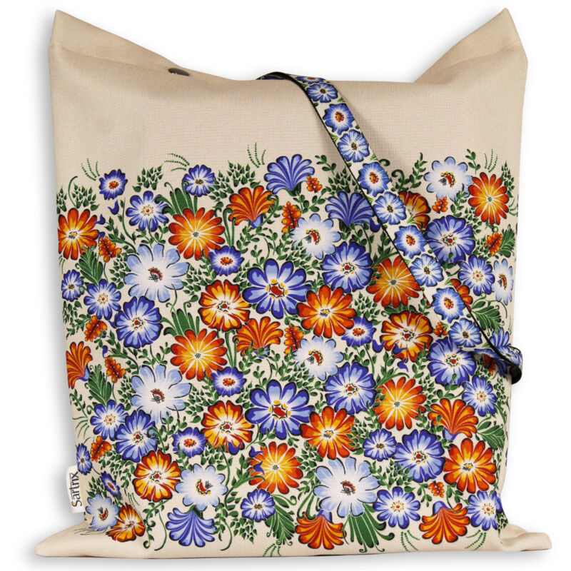 foto del prodotto borsa popolare opole fiori prato impregnato beige