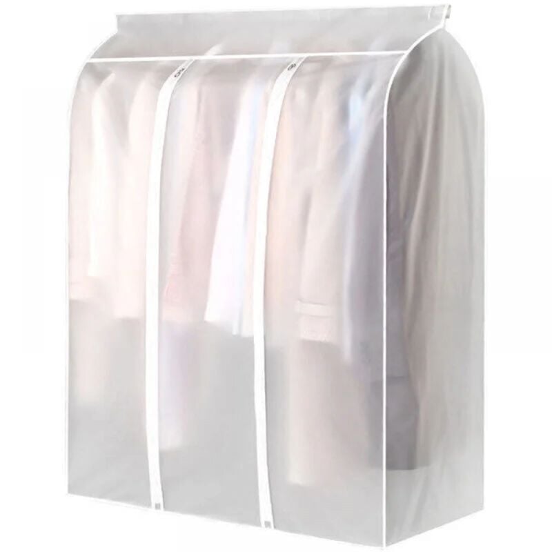 foto del prodotto borsa porta abiti 90 x 100 x 50 cm per appendere i vestiti, borsa con copertura traslucida satinata per appendiabiti, borsa porta abiti con cerniera