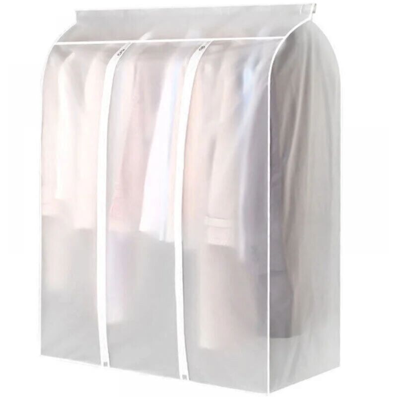 foto del prodotto borsa porta abiti 90 x 100 x 50 cm per appendere i vestiti, copertura traslucida e satinata per grucce, borsa porta abiti con cerniera per appendere