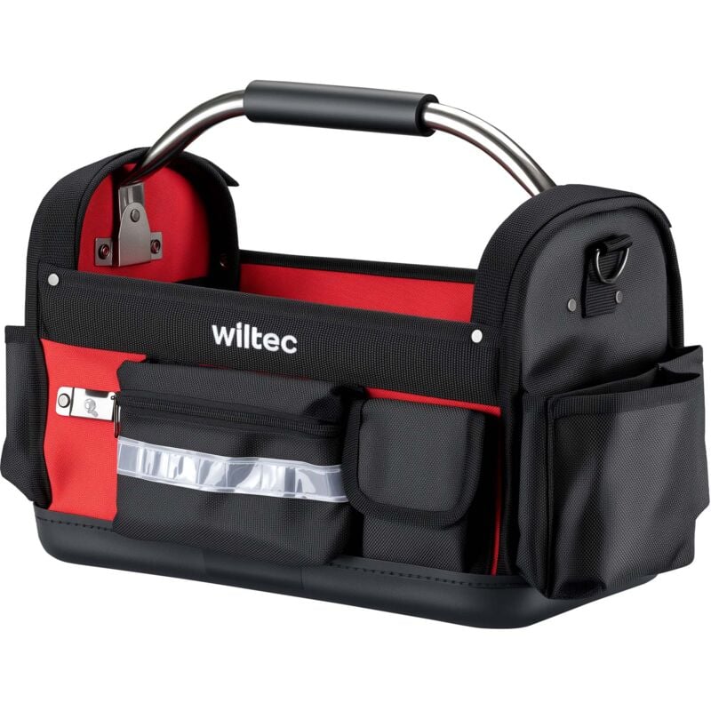 foto del prodotto borsa porta attrezzi 29 tasche, 40 x 20 x 28 cm, pieghevole, impermeabile, tracolla regolabile, maniglia, portata 30 kg, scomparti interni ed esterni