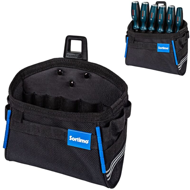 foto del prodotto borsa porta attrezzi l 16, nero, poliestere acrilonitrile butadiene stirene, 15 passanti elastici, 25 x 2 x 8 cm sortimo