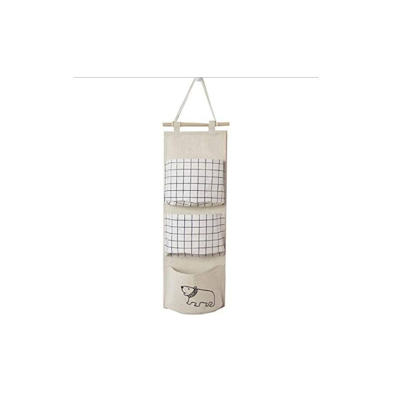 foto del prodotto borsa portaoggetti da appendere alla porta borsa portaoggetti da appendere alla porta, custodia in cotone per organizer da appendere 3 tasche, beige 