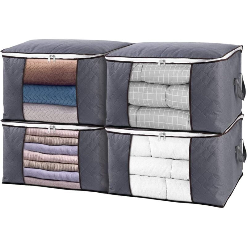 foto del prodotto borsa portaoggetti di grande capacit , organizer per armadio da 4 pezzi per trapunte, coperte, biancheria da letto, pieghevole