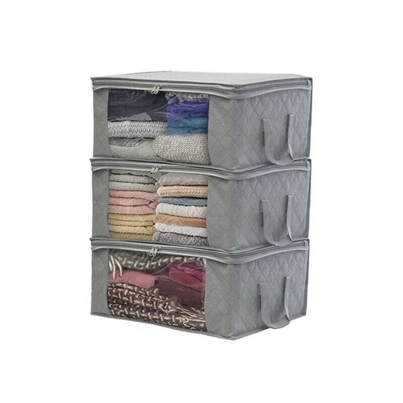 foto del prodotto borsa portaoggetti pieghevole per riporre i vestiti sotto il letto, 48 x 35 x 20 cm, colore grigio, contenitore portaoggetti