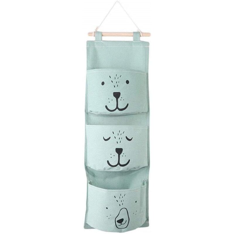 foto del prodotto borsa portaoggetti sospesa, organizer da parete, tasca portaoggetti, 3 cassetti verde 