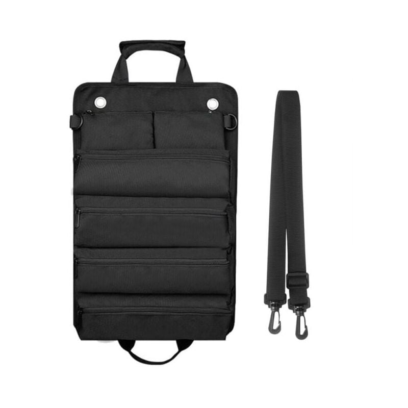 foto del prodotto borsa portautensili arrotolabile nera per uomo donna, organizer portautensili arrotolabile impermeabile e resistente, tracolla multifunzionale, borsa