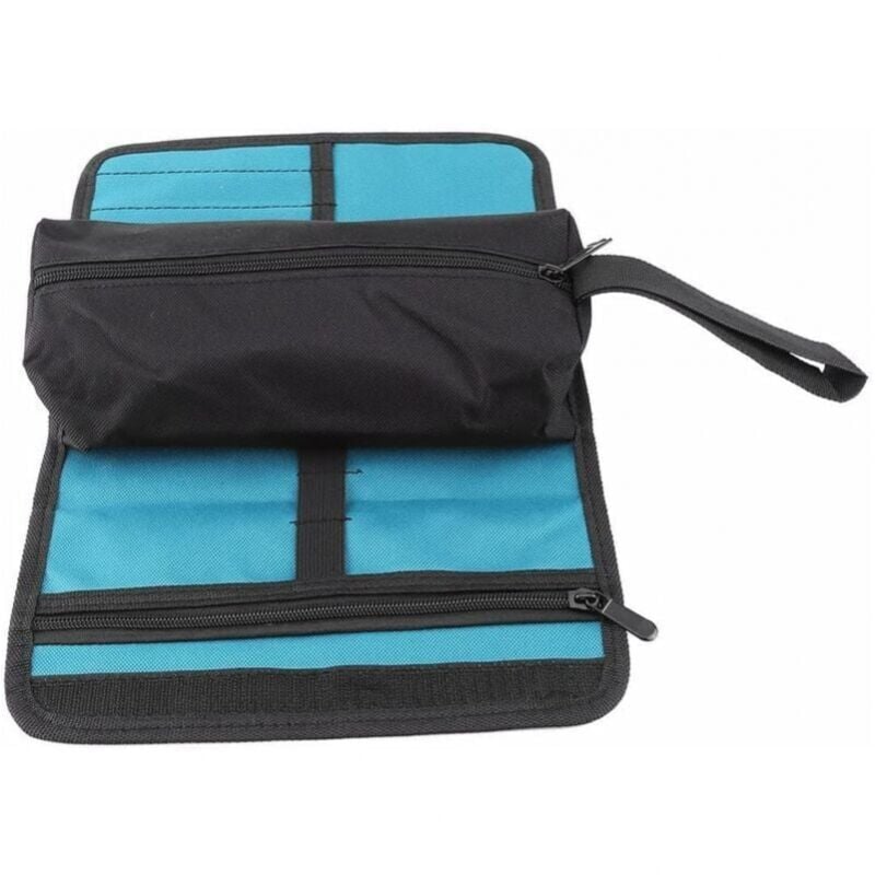 foto del prodotto borsa portautensili, borsa portautensili arrotolabile in tela, borsa portautensili vuota, borsa portautensili con cerniera e anello di sospensione