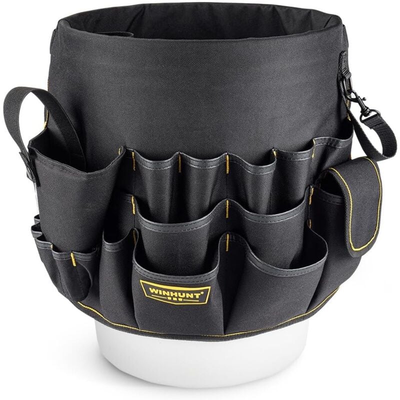 foto del prodotto borsa portautensili grande come un secchio, 58 tasche, organizer portautensili ideale per trapano elettrico, adatta a secchi da 3,5 5 galloni,