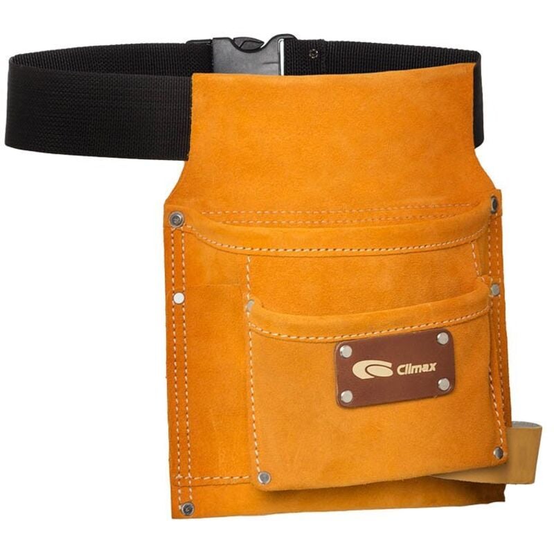 foto del prodotto borsa portautensili in pelle scamosciata di alta qualità con cintura arancione e nera