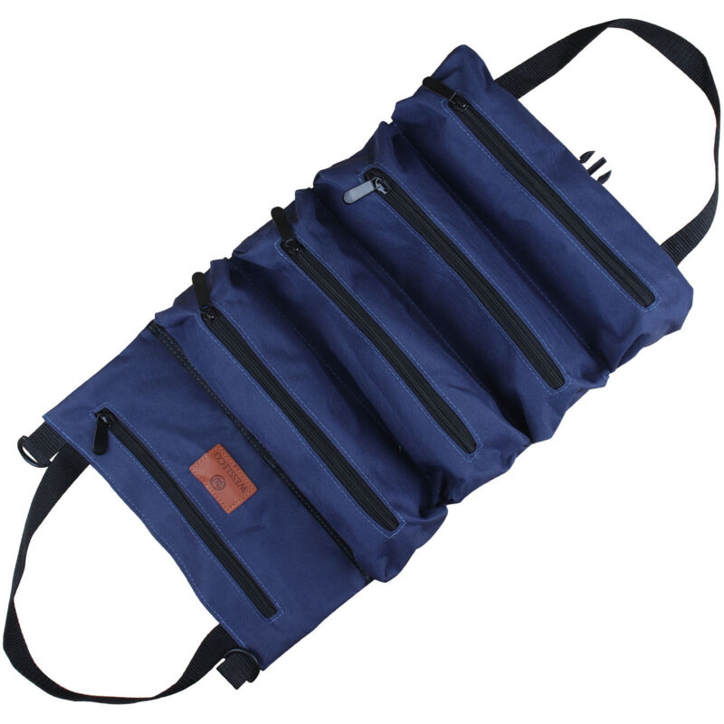 foto del prodotto borsa portautensili in tessuto, borsa portautensili portatile per auto, borsa portautensili per elettricisti, kit portautensili per ferramenta, blu