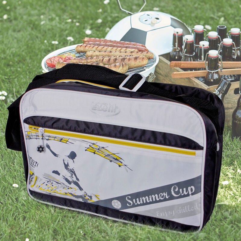 foto del prodotto borsa termica, 12 litri, borsa a tracolla, blu, borsa da picnic, bianco, tracolla regolabile, cerniera impermeabile, poliestere peva, lxpxa 36x24x14cm