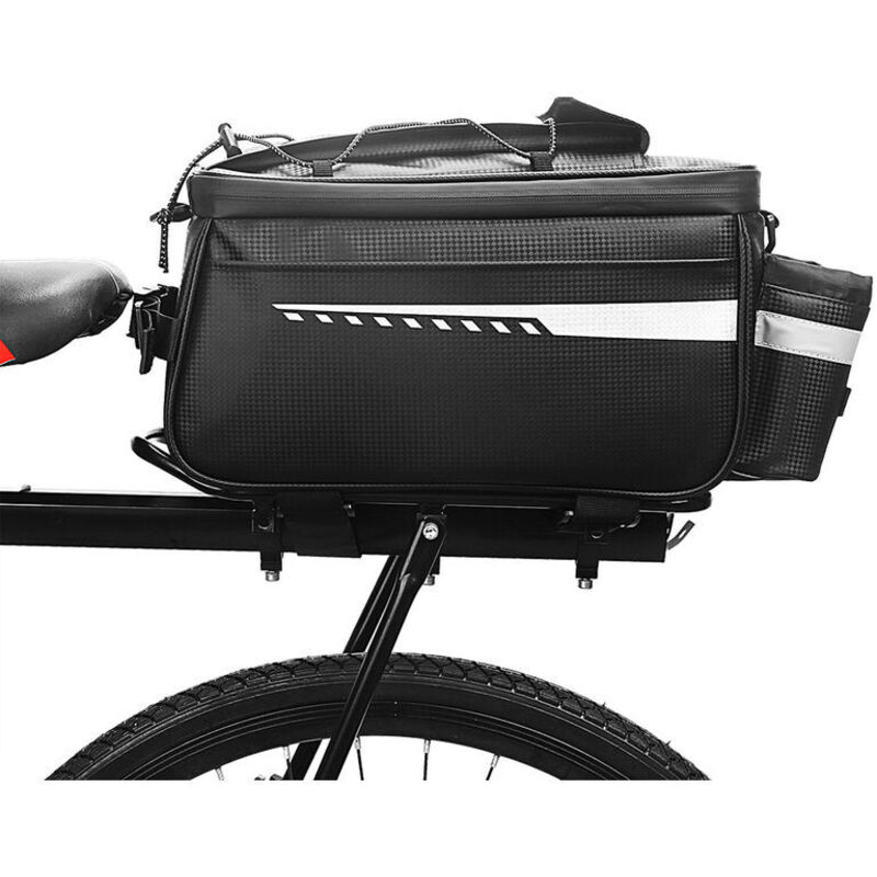 foto del prodotto borsa termica impermeabile per bagagliaio della bici, portapacchi posteriore, borsa per riporre i bagagli, borsa per mountain bike, borsa per bicicletta, borsa a tracolla (nero)