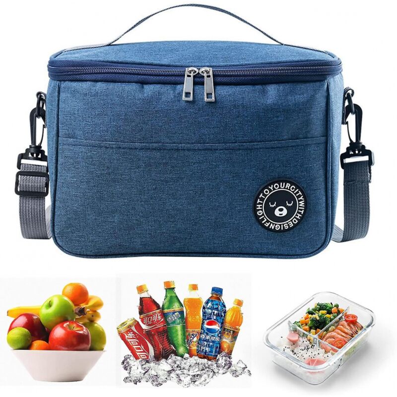 foto del prodotto borsa termica pieghevole, piccola borsa termica, borsa termica impermeabile per il pranzo, borsa termica con cerniera, borsa da picnic adatta blu