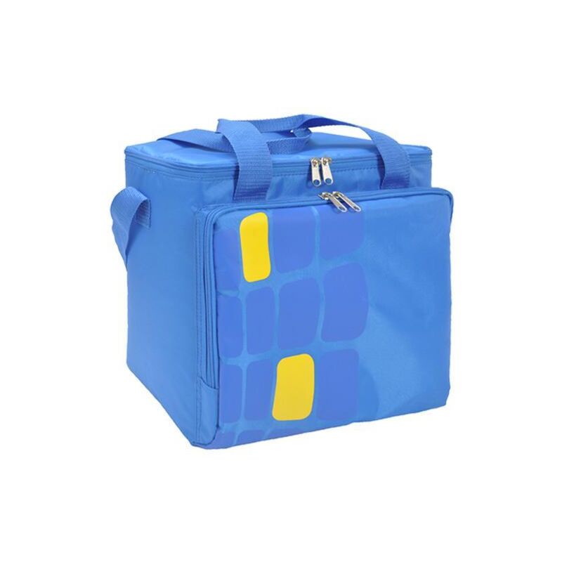 foto del prodotto borsa termica porta alimenti frigorifero 15 litri fodera interna in peva con schiuma isolante, colore blu