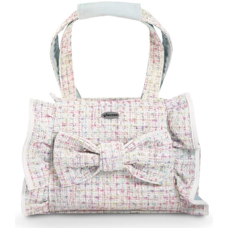 foto del prodotto borsa trasportino in tweed con tasche laterali modello mademoiselle per cani e gatti