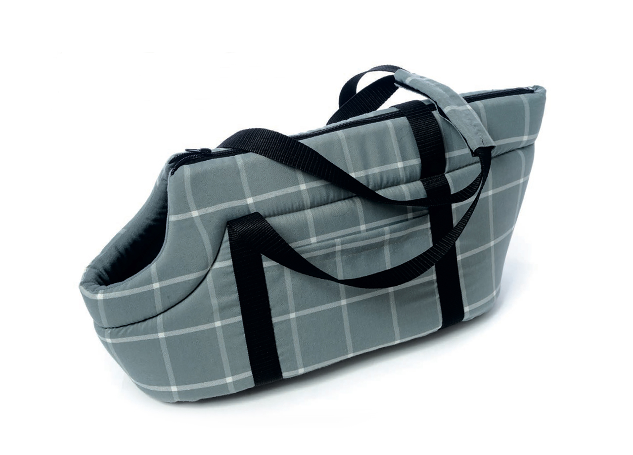 foto del prodotto borsa trasportino per cane modello doggy bag a quadri