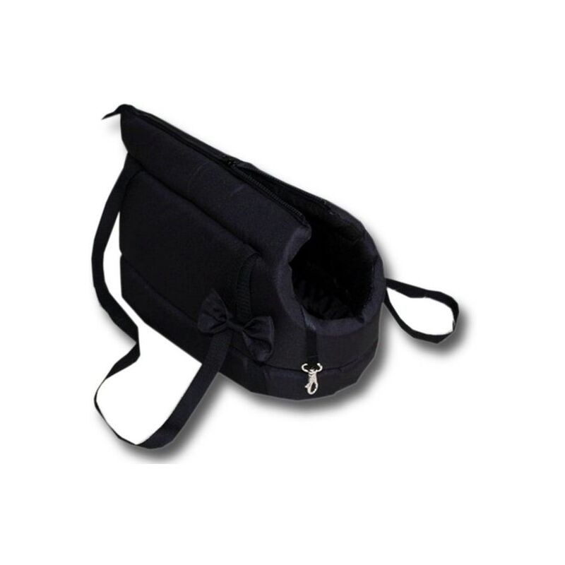 foto del prodotto borsa trasportino per cani cani di piccola taglia borsa trasporto cani nera 36x19x23 cm elegante borsa a tracolla