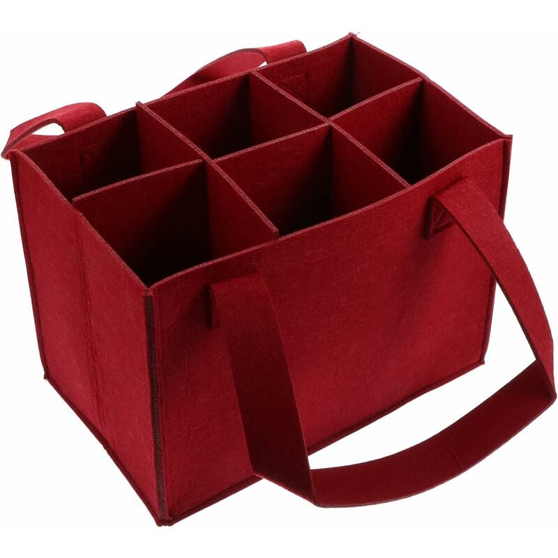 foto del prodotto borse in feltro per bottiglie di vino, 6 bottiglie, idea regalo, per natale, matrimonio, compleanno, cena, festa, rosso