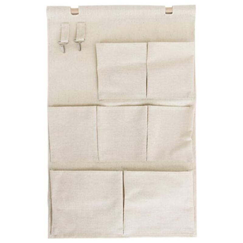 foto del prodotto borse portaoggetti da parete, organizer da appendere in tessuto di cotone, custodia in lino tinta unita sopra la porta dell'armadio