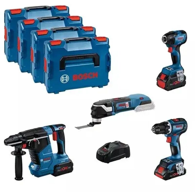 foto del prodotto bosch 0615990n34 kit 4 elettroutensili 18 v a batteria per elettricisti
