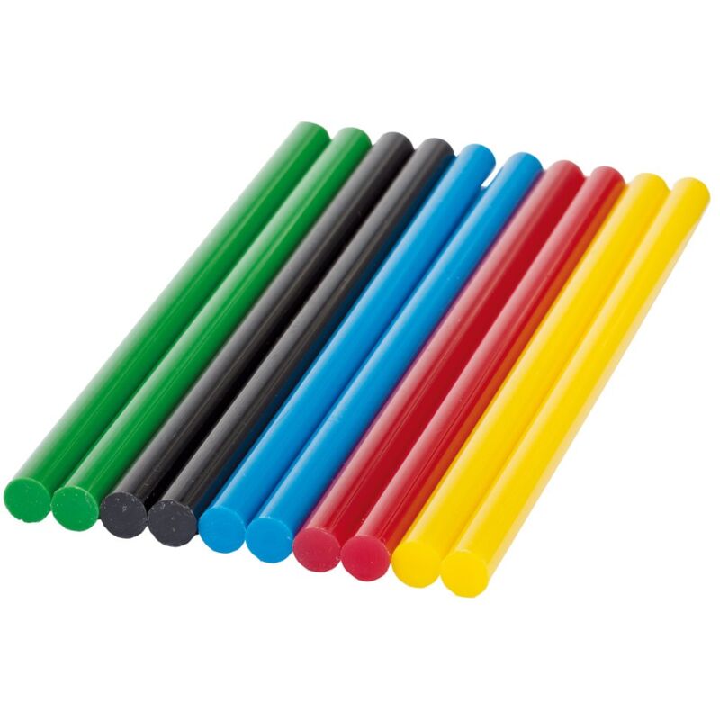 foto del prodotto bosch 10x stick di colla colorati 5 colori, 7x150 mm, accessori per pistole incollatrici a caldo 