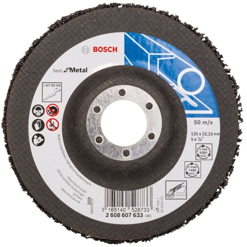 foto del prodotto bosch 1x disco per pulitura pro multi material n377 piccole per lamiere di acciaio, acciaio, 125 mm, grano, professional accessorio
