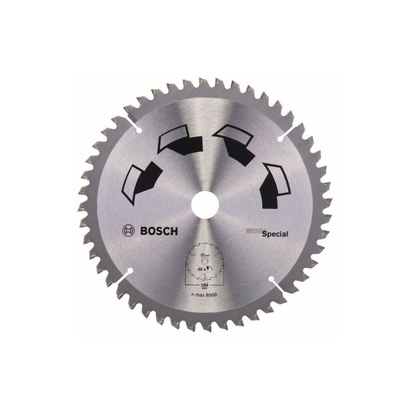 foto del prodotto bosch 1x lama de sega circolare speciale per legno, metalli non ferrosi, plastica, 184 x 2,5 1,8 x 20 16 mm, 48 denti, ft, con 1x anello de