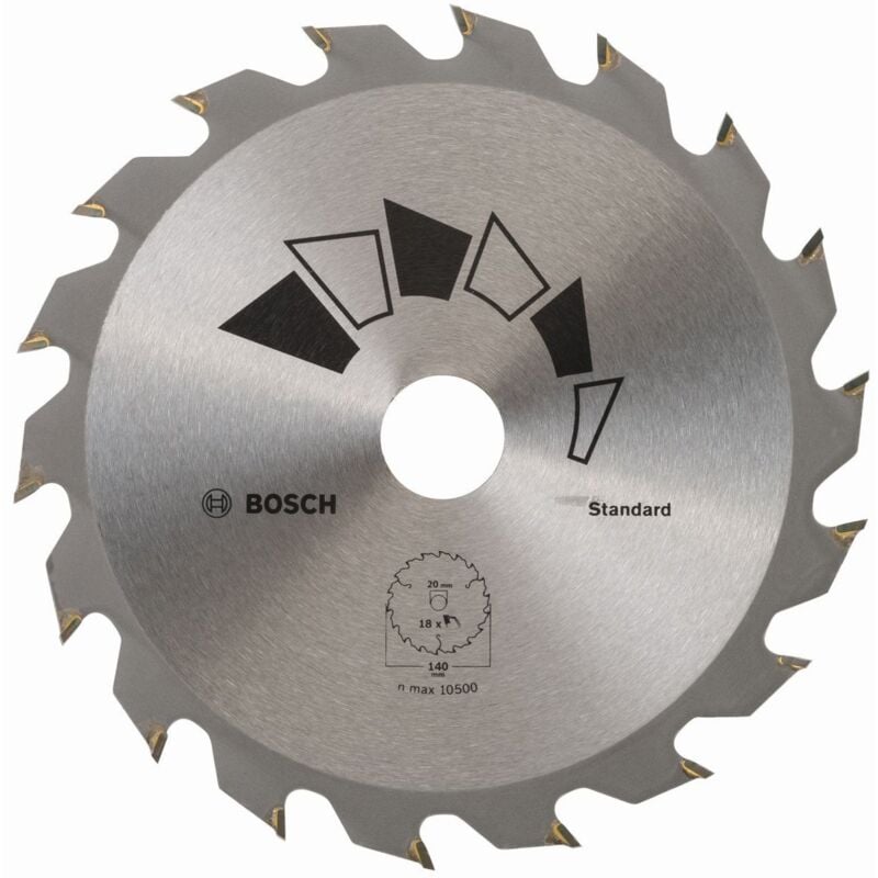 foto del prodotto bosch 1x lama per sega circolare standard per legno, 140 x 2.2 1.5 x 20 12.75 10 mm, 18 denti, atb, con 2x anello di riduzione 12.75 10 mm,
