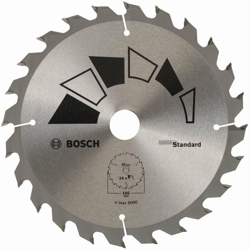 immagine 0 del prodotto bosch 1x lama per sega circolare standard per legno, 165 x 1.6 1 x 20 16 mm, 24 denti, atb, con 1x anello di riduzione 16 mm, accessori seghe