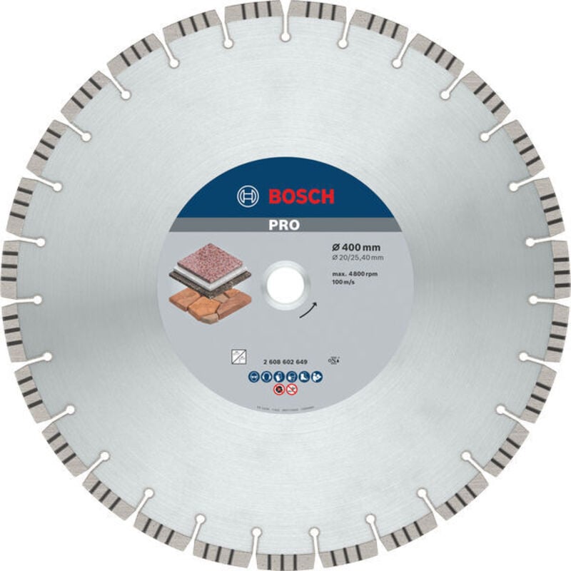 foto del prodotto bosch 2 608 602 649 disco de taglio de diamante per pietra 400 x 20,00 25,40 x 3,2 x 12 mm confezione de 1 