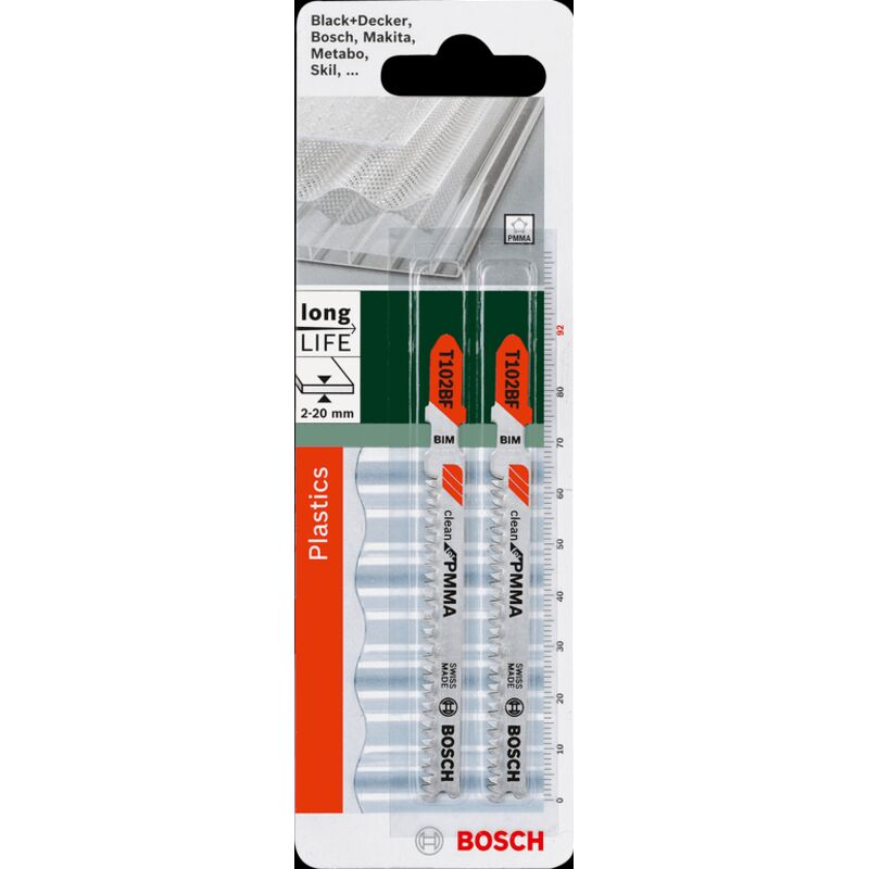 foto del prodotto bosch 2 lame per seghetto t102bf cleanfor pmma