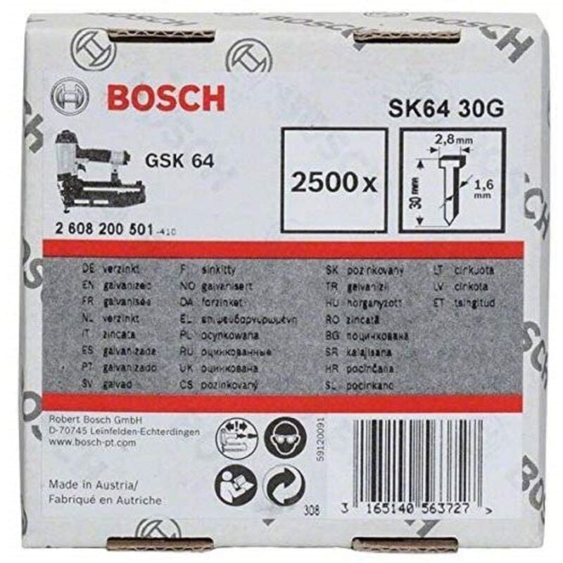 foto del prodotto bosch 2608200506 sk64 55g chiodo con testa svasata, 1,6 mm, 16 g