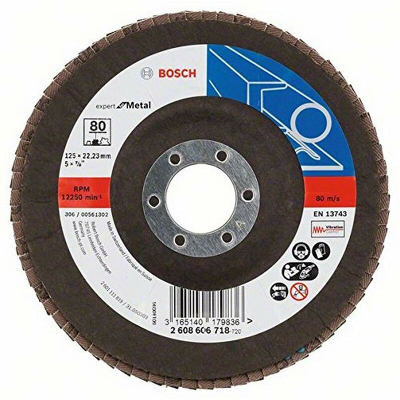 foto del prodotto bosch 2608606718 disco abrasivo, 125 x 22,23 mm, 80 m s, 1 pezzo